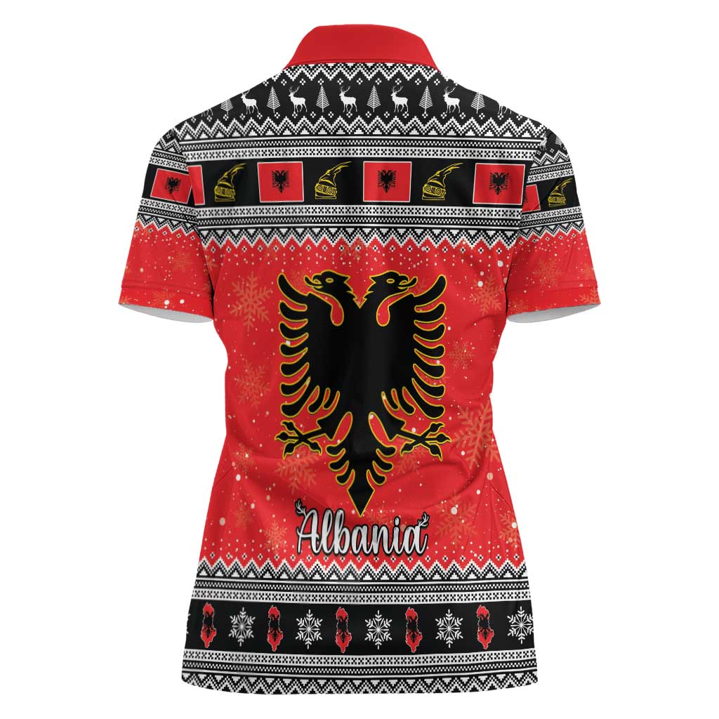 Albania Christmas Women Polo Shirt Albanian Eagle Gezuar Krishtlindja - Wonder Print Shop
