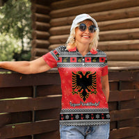 Albania Christmas Women Polo Shirt Albanian Eagle Gezuar Krishtlindja - Wonder Print Shop