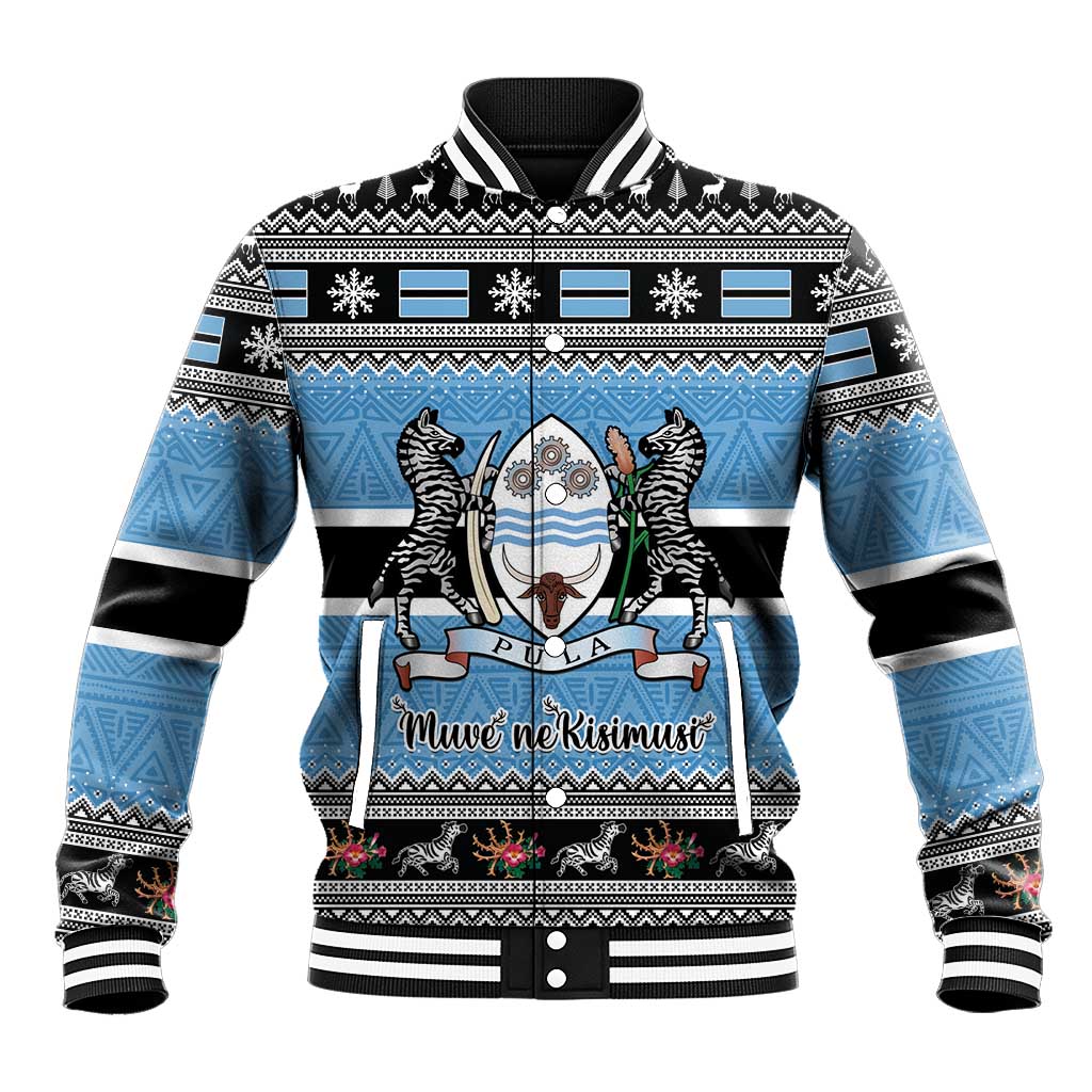 Botswana Christmas Baseball Jacket Coat Of Arms Muve neKisimusi - Wonder Print Shop