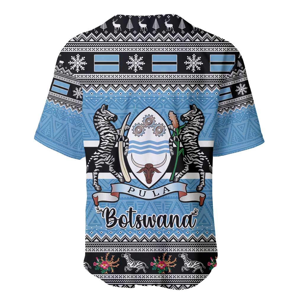 Botswana Christmas Baseball Jersey Coat Of Arms Muve neKisimusi - Wonder Print Shop
