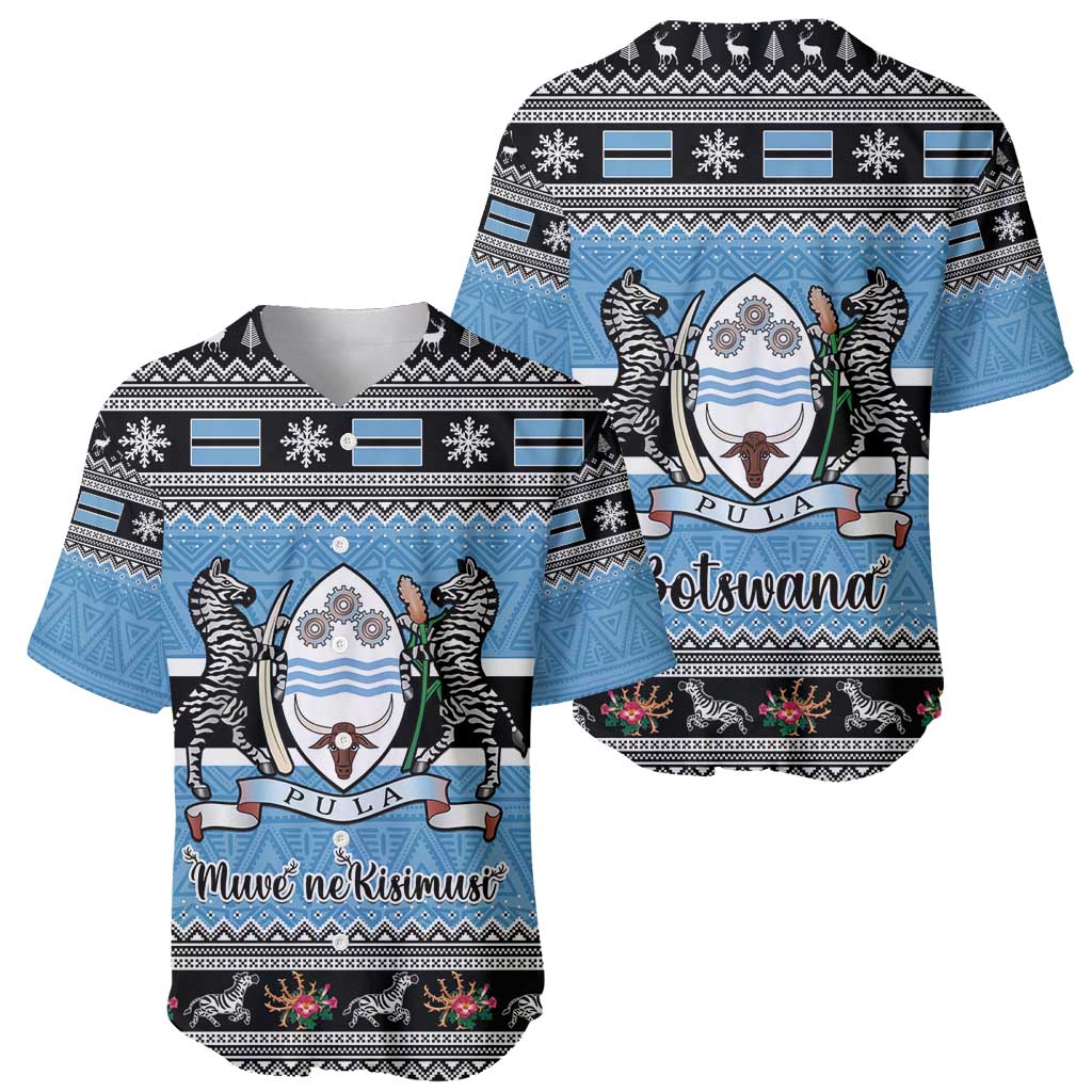 Botswana Christmas Baseball Jersey Coat Of Arms Muve neKisimusi - Wonder Print Shop