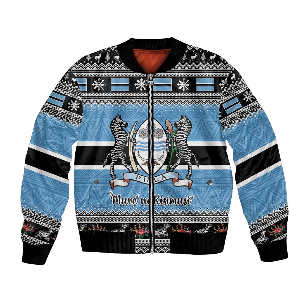 Botswana Christmas Bomber Jacket Coat Of Arms Muve neKisimusi - Wonder Print Shop