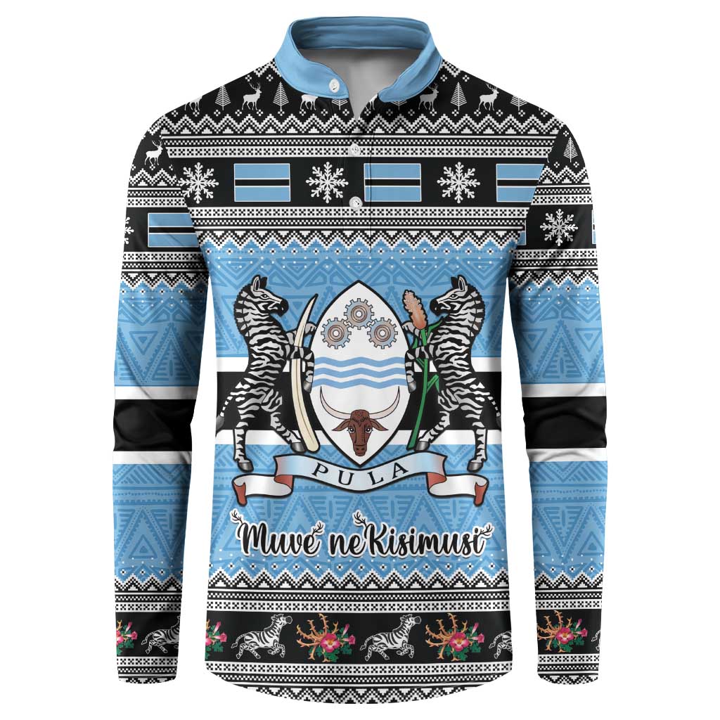 Botswana Christmas Button Sweatshirt Coat Of Arms Muve neKisimusi - Wonder Print Shop
