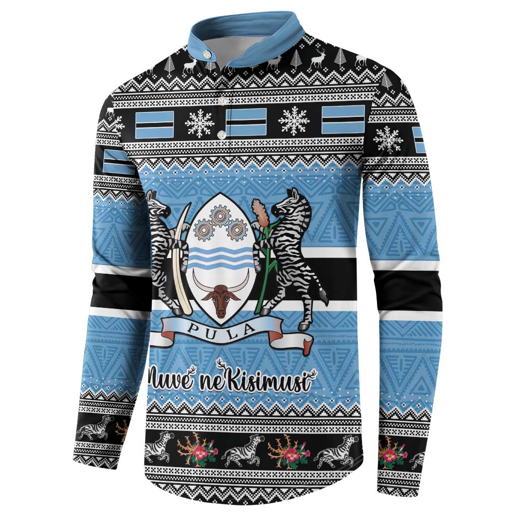 Botswana Christmas Button Sweatshirt Coat Of Arms Muve neKisimusi - Wonder Print Shop