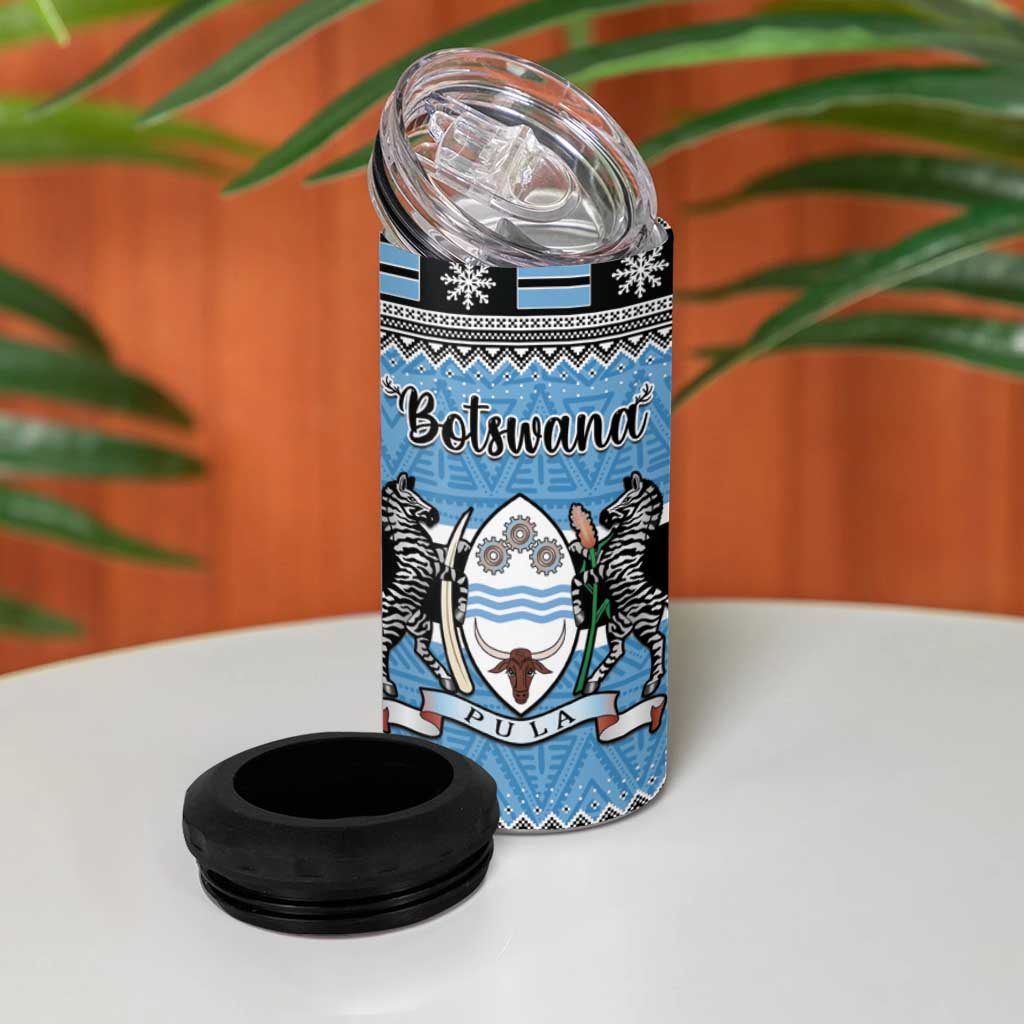 Botswana Christmas 4 in 1 Can Cooler Tumbler Coat Of Arms Muve neKisimusi - Wonder Print Shop
