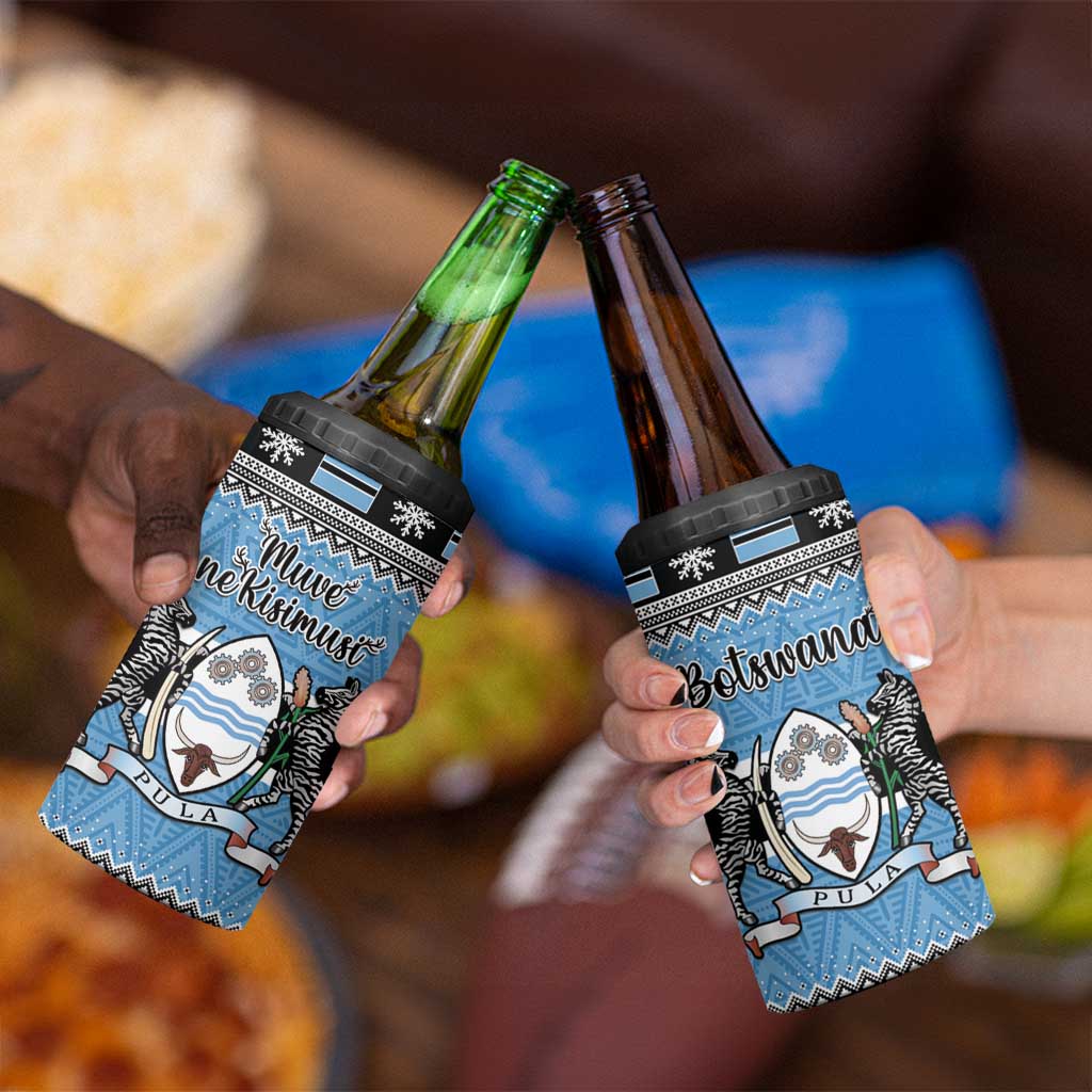 Botswana Christmas 4 in 1 Can Cooler Tumbler Coat Of Arms Muve neKisimusi - Wonder Print Shop