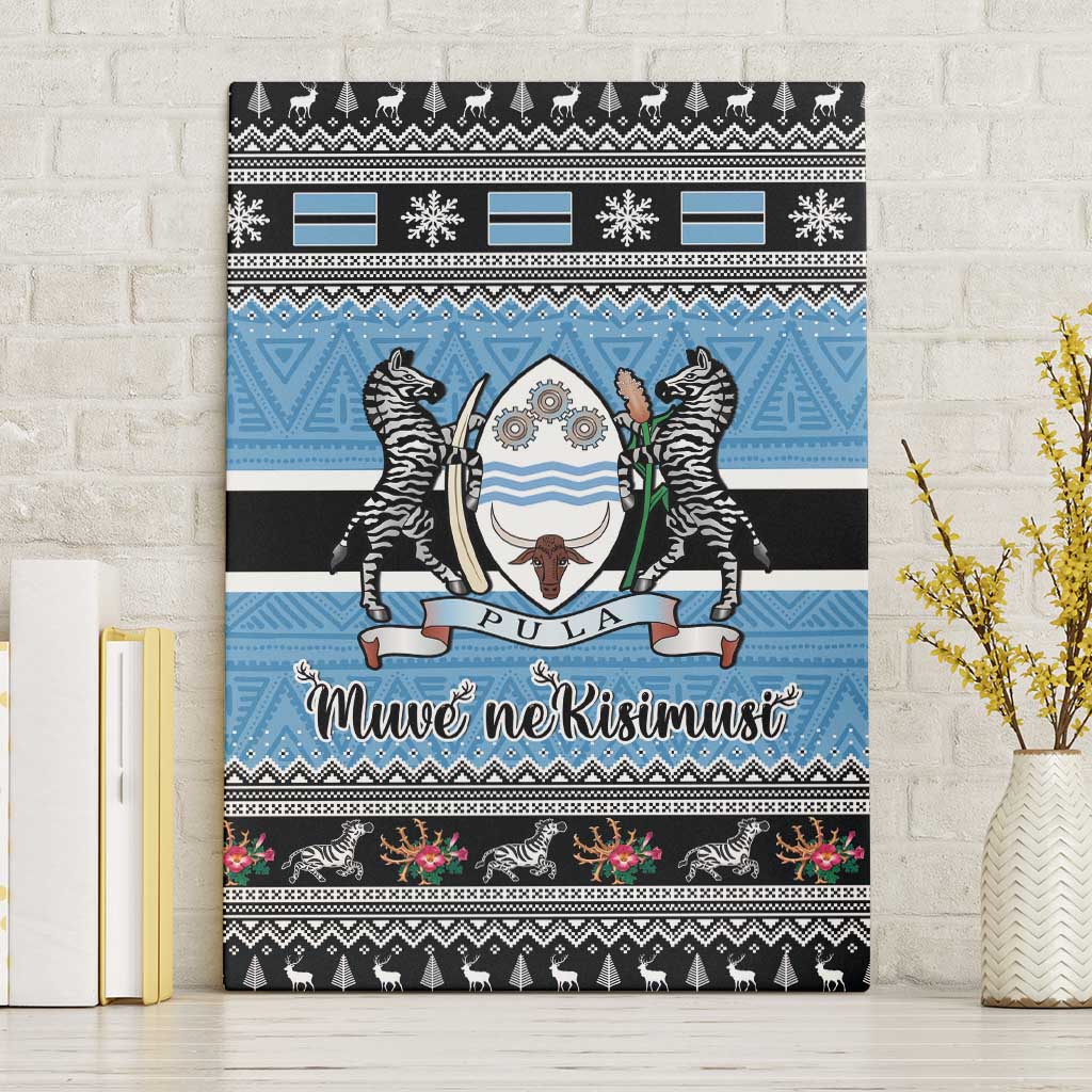 Botswana Christmas Canvas Wall Art Coat Of Arms Muve neKisimusi - Wonder Print Shop