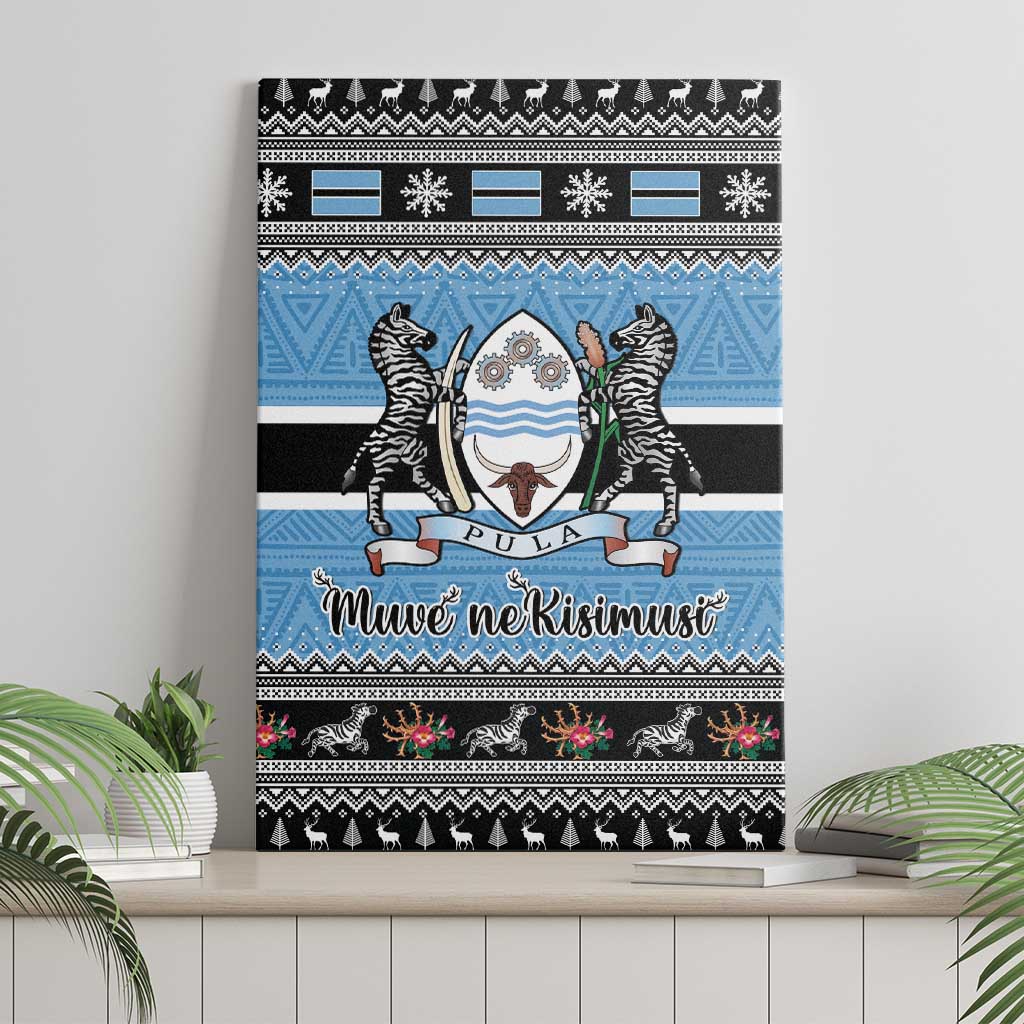 Botswana Christmas Canvas Wall Art Coat Of Arms Muve neKisimusi - Wonder Print Shop