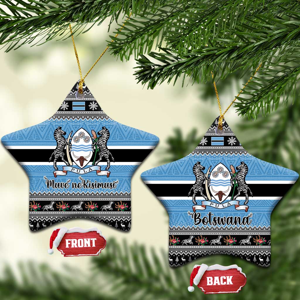 Botswana Christmas Ceramic Ornament Coat Of Arms Muve neKisimusi - Wonder Print Shop