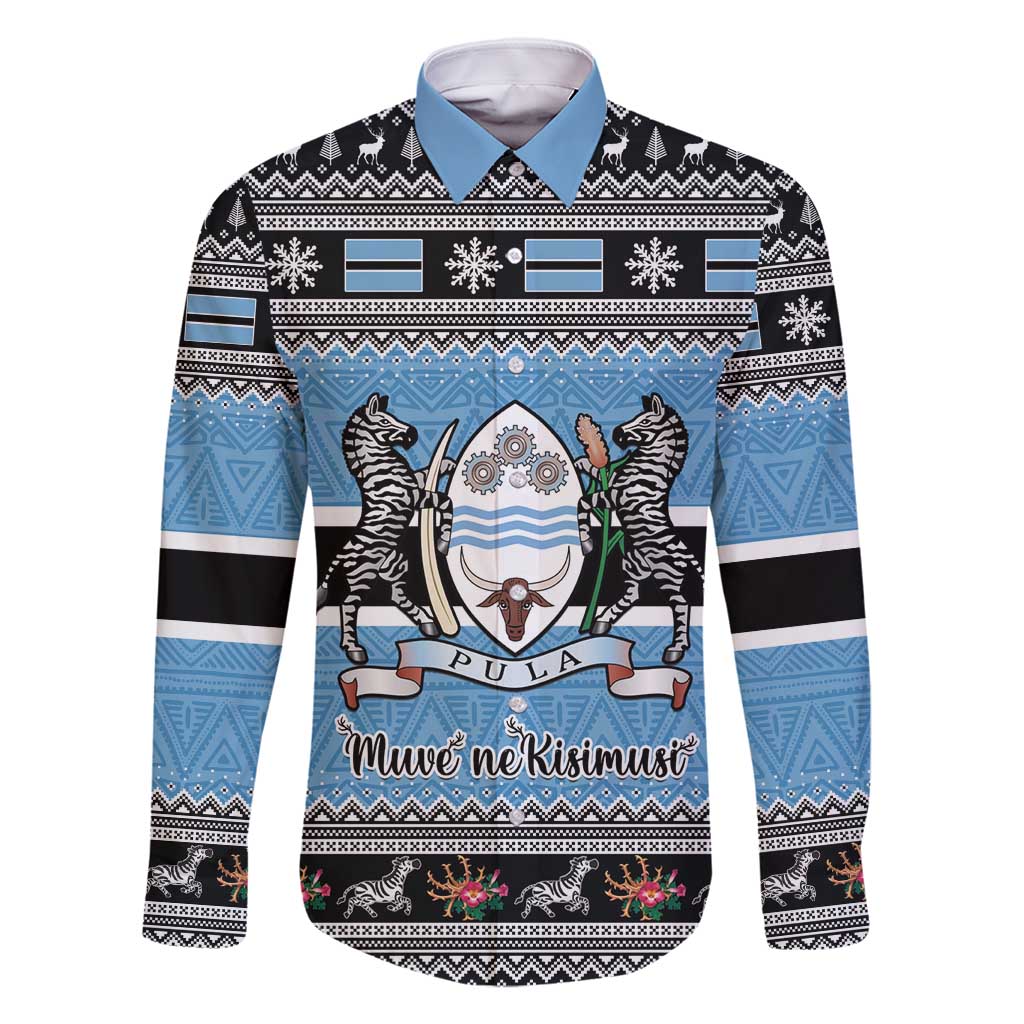 Botswana Christmas Family Matching Off Shoulder Maxi Dress and Hawaiian Shirt Coat Of Arms Muve neKisimusi - Wonder Print Shop