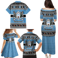 Botswana Christmas Family Matching Puletasi and Hawaiian Shirt Coat Of Arms Muve neKisimusi - Wonder Print Shop