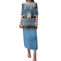 Botswana Christmas Family Matching Puletasi and Hawaiian Shirt Coat Of Arms Muve neKisimusi - Wonder Print Shop