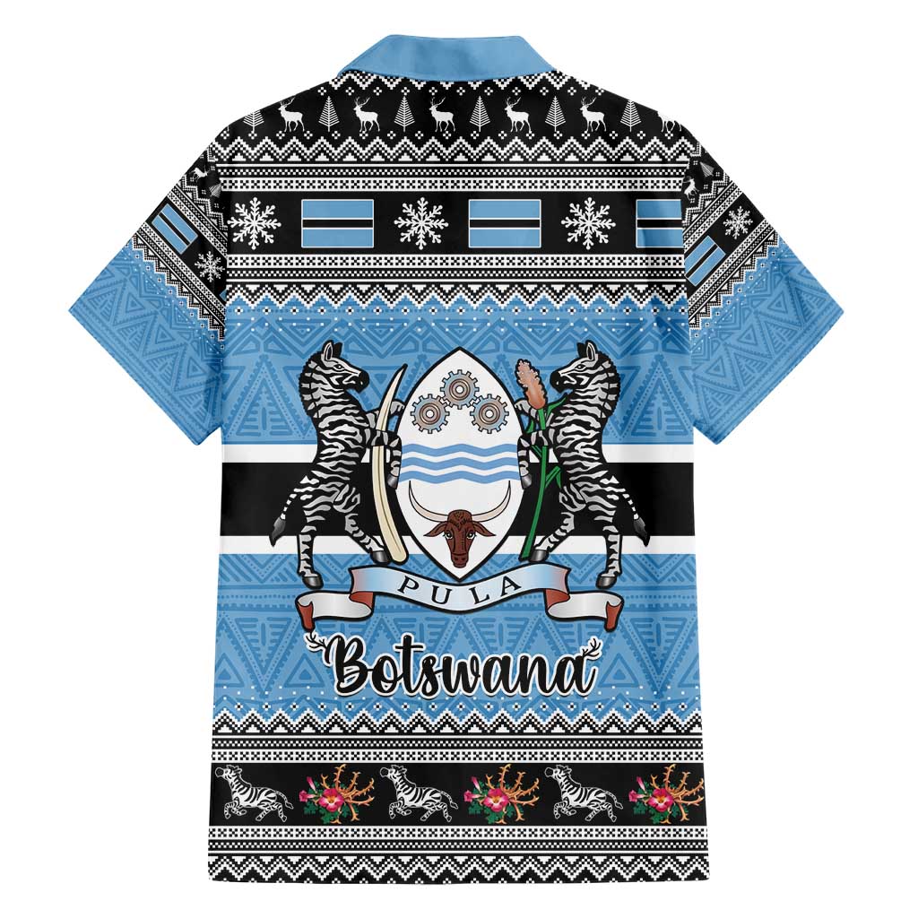 Botswana Christmas Family Matching Short Sleeve Bodycon Dress and Hawaiian Shirt Coat Of Arms Muve neKisimusi - Wonder Print Shop