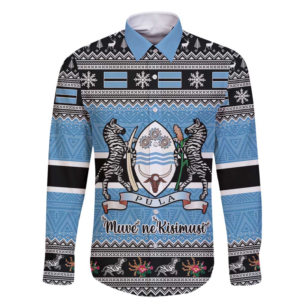Botswana Christmas Family Matching Short Sleeve Bodycon Dress and Hawaiian Shirt Coat Of Arms Muve neKisimusi - Wonder Print Shop