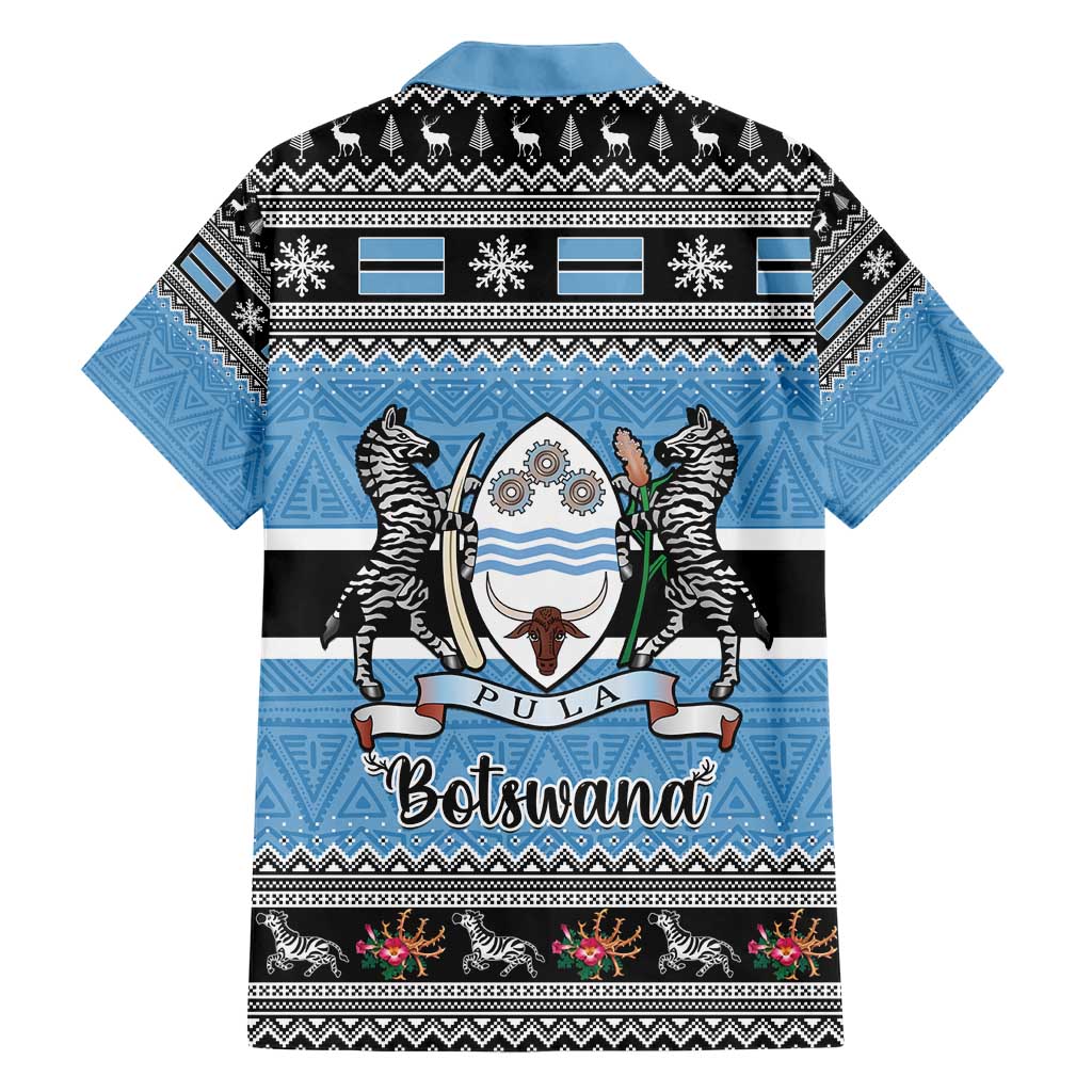 Botswana Christmas Hawaiian Shirt Coat Of Arms Muve neKisimusi - Wonder Print Shop