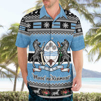 Botswana Christmas Hawaiian Shirt Coat Of Arms Muve neKisimusi - Wonder Print Shop
