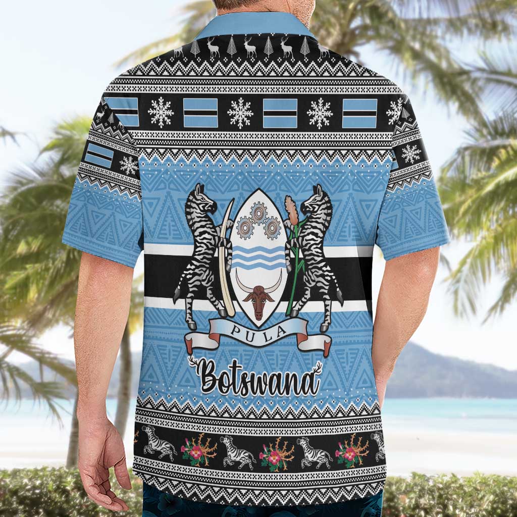 Botswana Christmas Hawaiian Shirt Coat Of Arms Muve neKisimusi - Wonder Print Shop