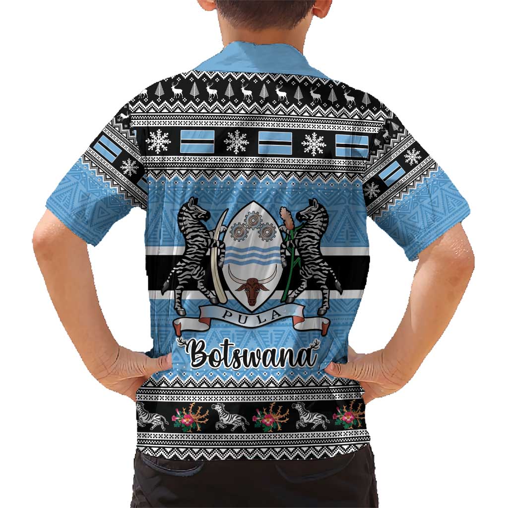 Botswana Christmas Hawaiian Shirt Coat Of Arms Muve neKisimusi - Wonder Print Shop