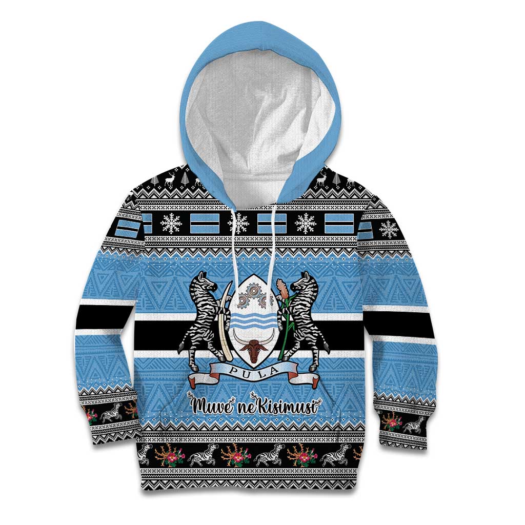 Botswana Christmas Kid Hoodie Coat Of Arms Muve neKisimusi - Wonder Print Shop