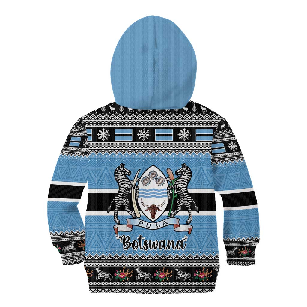 Botswana Christmas Kid Hoodie Coat Of Arms Muve neKisimusi - Wonder Print Shop