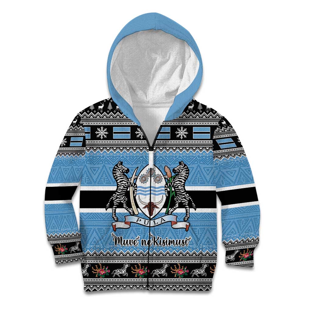 Botswana Christmas Kid Hoodie Coat Of Arms Muve neKisimusi - Wonder Print Shop