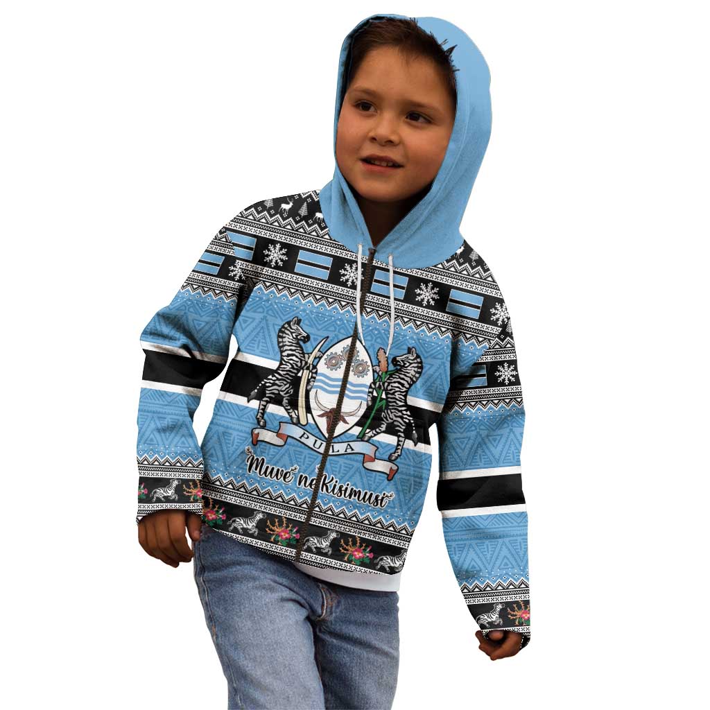 Botswana Christmas Kid Hoodie Coat Of Arms Muve neKisimusi - Wonder Print Shop