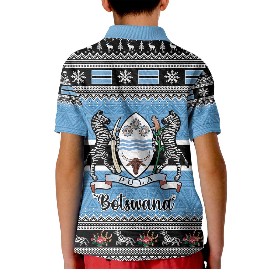 Botswana Christmas Kid Polo Shirt Coat Of Arms Muve neKisimusi - Wonder Print Shop