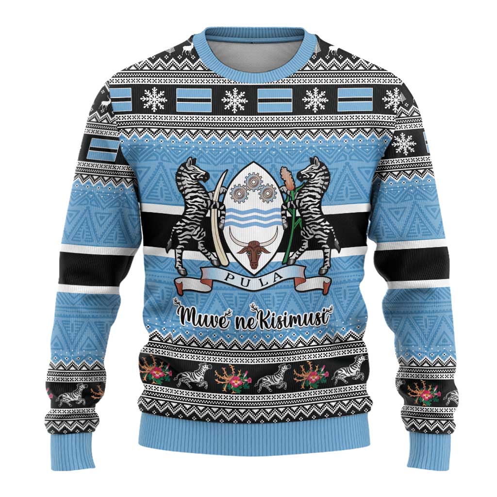 Botswana Christmas Ugly Christmas Sweater Coat Of Arms Muve neKisimusi - Wonder Print Shop