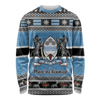 Botswana Christmas Long Sleeve Shirt Coat Of Arms Muve neKisimusi - Wonder Print Shop