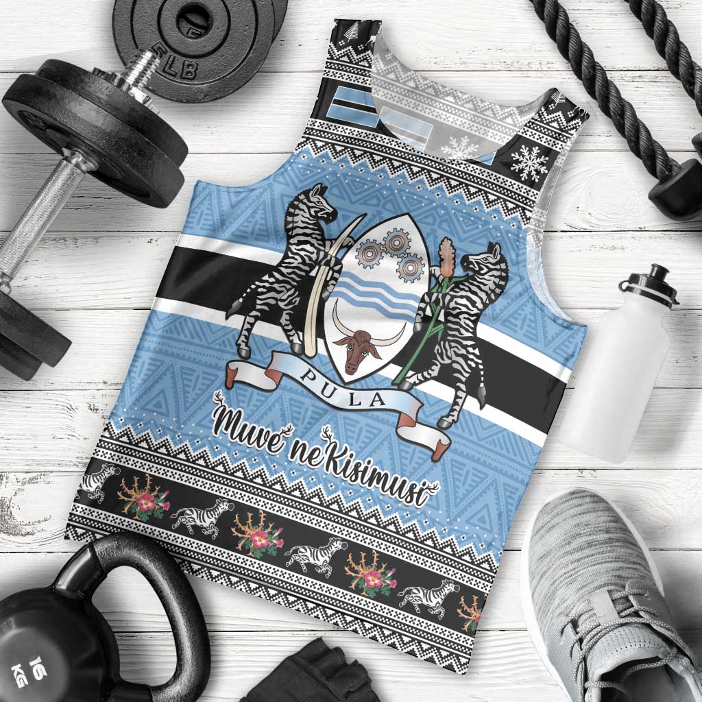 Botswana Christmas Men Tank Top Coat Of Arms Muve neKisimusi - Wonder Print Shop