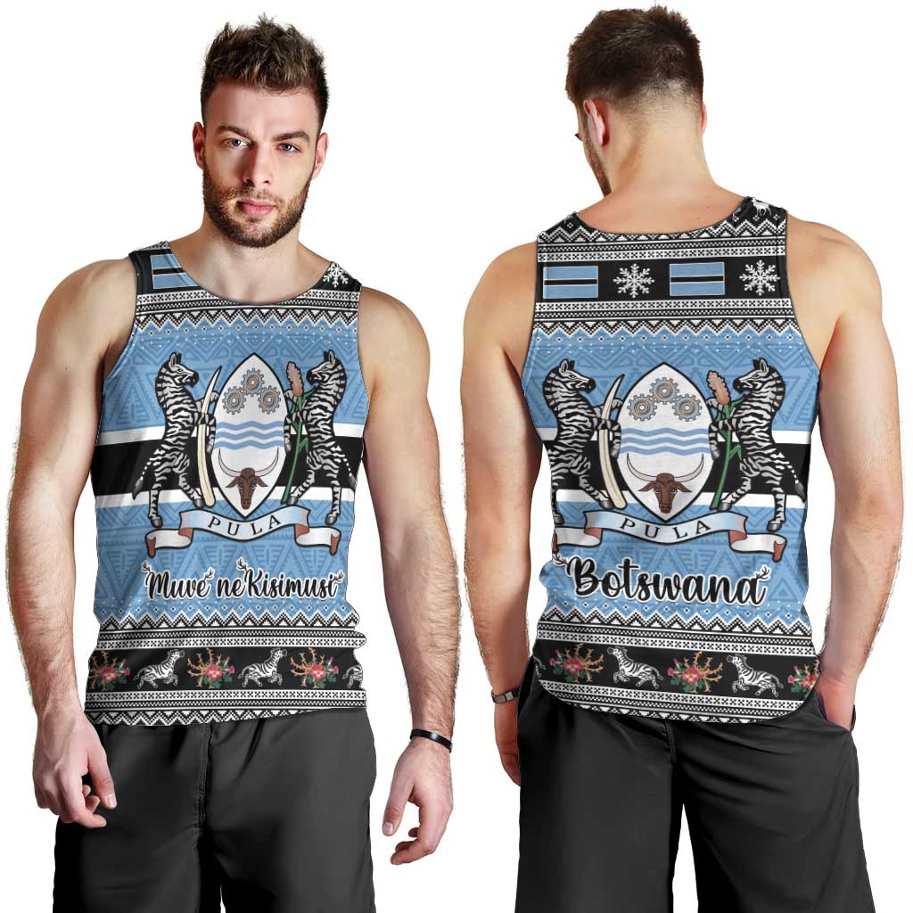 Botswana Christmas Men Tank Top Coat Of Arms Muve neKisimusi - Wonder Print Shop