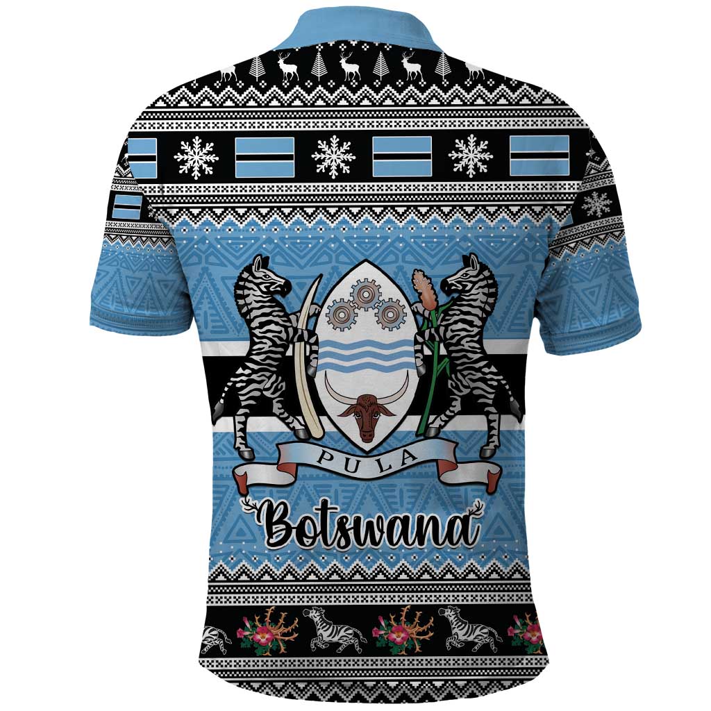 Botswana Christmas Polo Shirt Coat Of Arms Muve neKisimusi - Wonder Print Shop