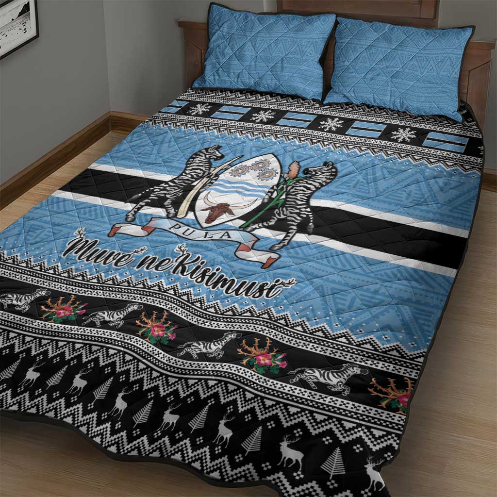 Botswana Christmas Quilt Bed Set Coat Of Arms Muve neKisimusi - Wonder Print Shop
