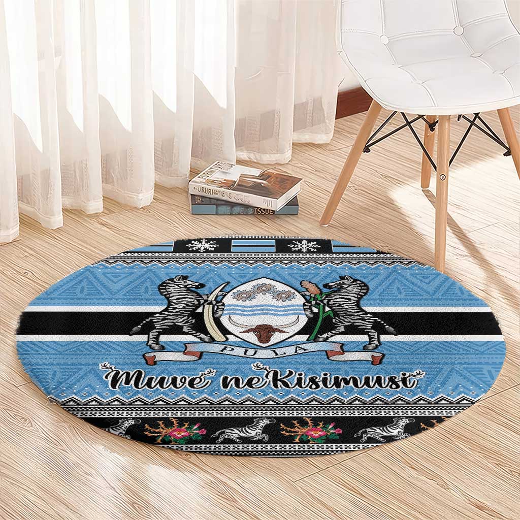 Botswana Christmas Round Carpet Coat Of Arms Muve neKisimusi