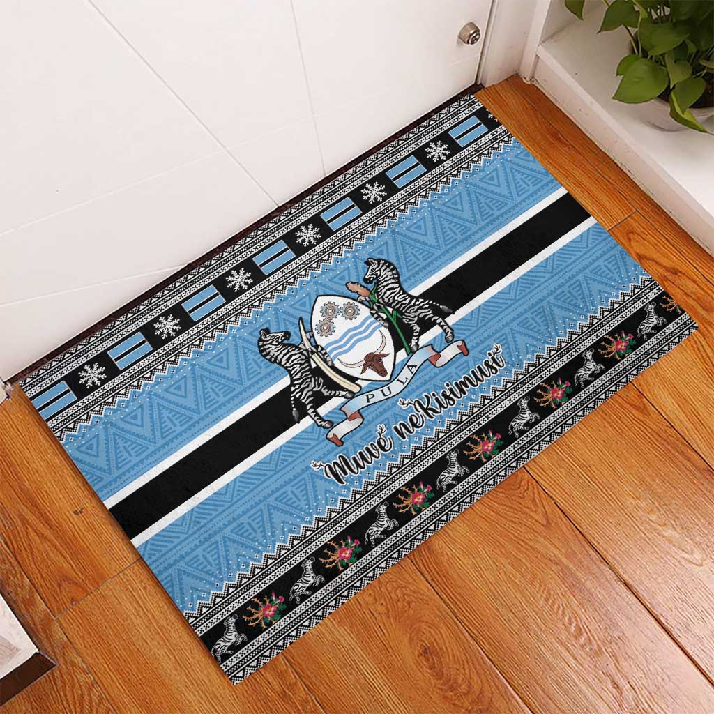 Botswana Christmas Rubber Doormat Coat Of Arms Muve neKisimusi - Wonder Print Shop