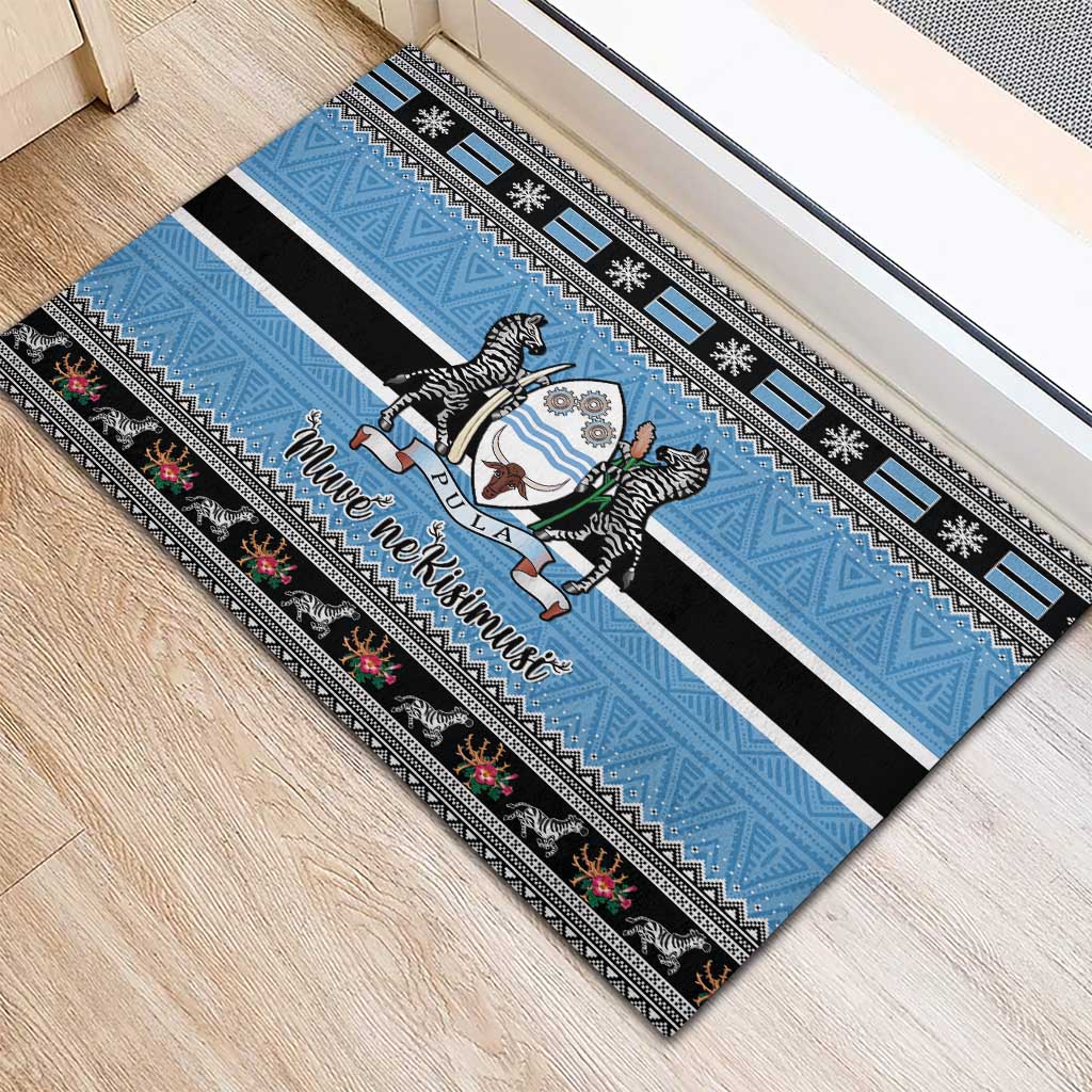 Botswana Christmas Rubber Doormat Coat Of Arms Muve neKisimusi - Wonder Print Shop
