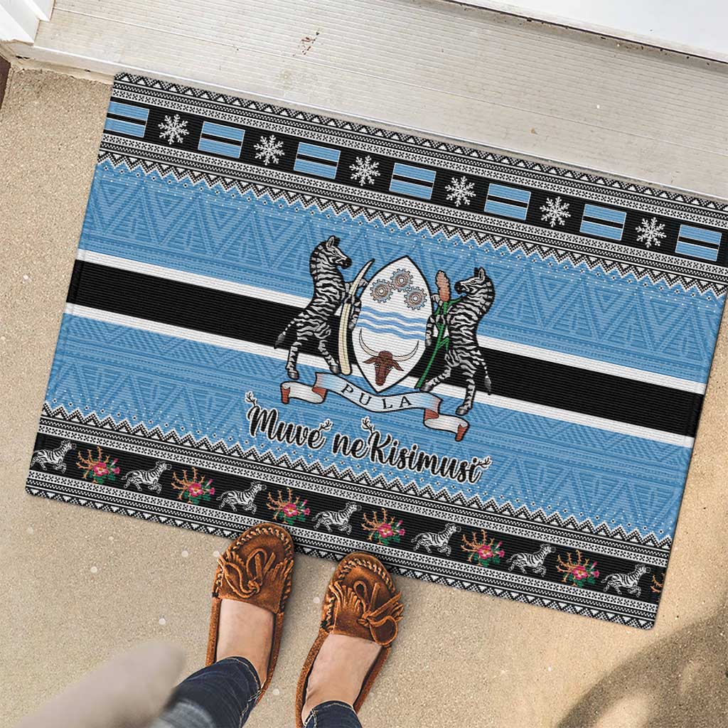 Botswana Christmas Rubber Doormat Coat Of Arms Muve neKisimusi - Wonder Print Shop