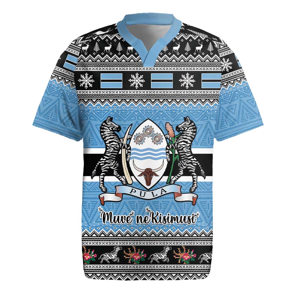 Botswana Christmas Rugby Jersey Coat Of Arms Muve neKisimusi - Wonder Print Shop