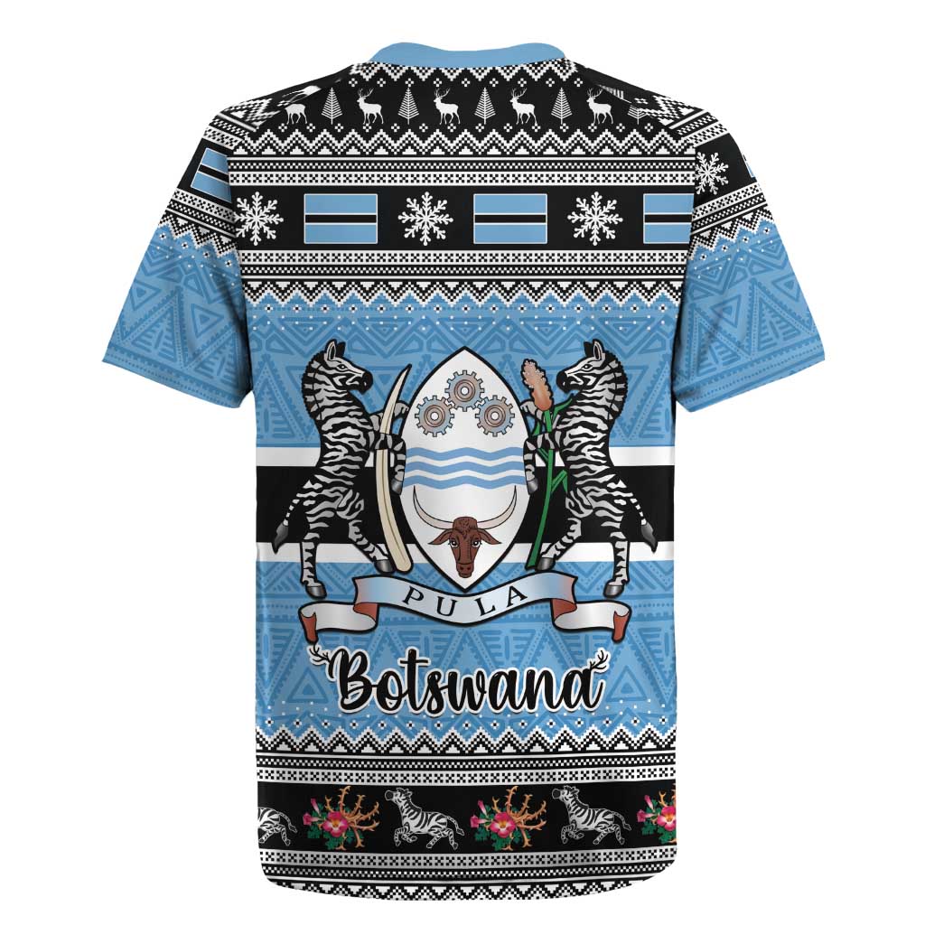 Botswana Christmas Rugby Jersey Coat Of Arms Muve neKisimusi - Wonder Print Shop