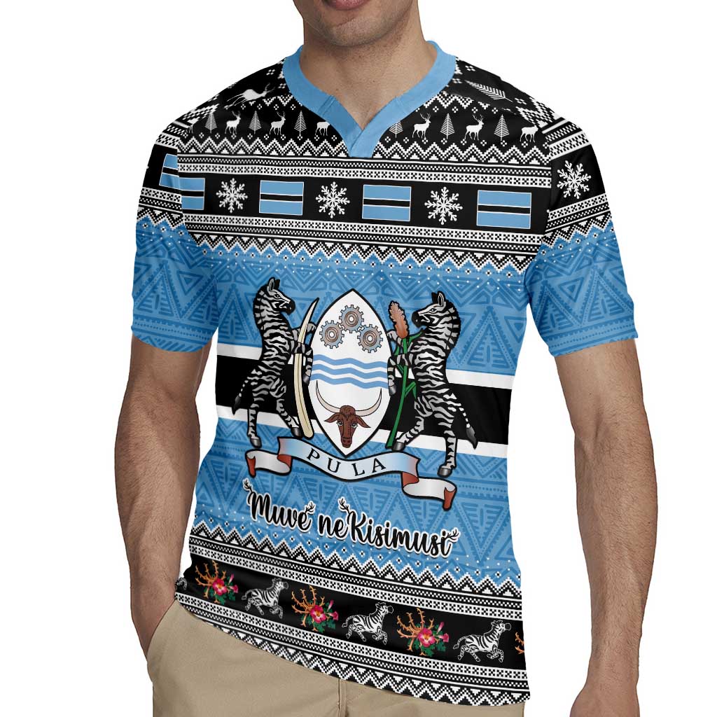 Botswana Christmas Rugby Jersey Coat Of Arms Muve neKisimusi - Wonder Print Shop