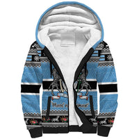 Botswana Christmas Sherpa Hoodie Coat Of Arms Muve neKisimusi - Wonder Print Shop