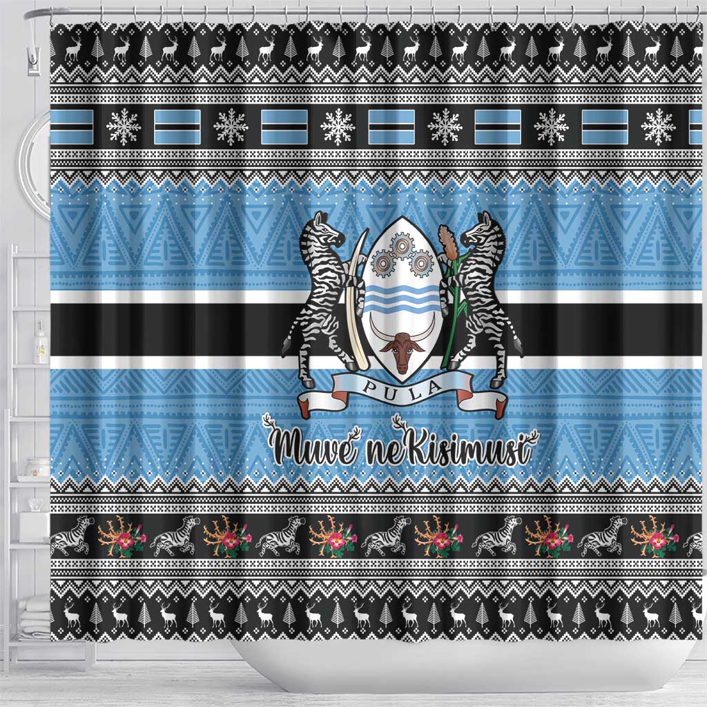 Botswana Christmas Shower Curtain Coat Of Arms Muve neKisimusi