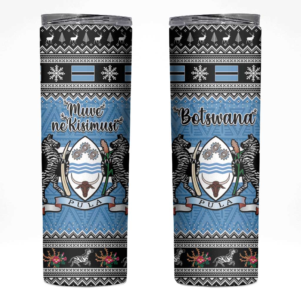 Botswana Christmas Skinny Tumbler Coat Of Arms Muve neKisimusi - Wonder Print Shop