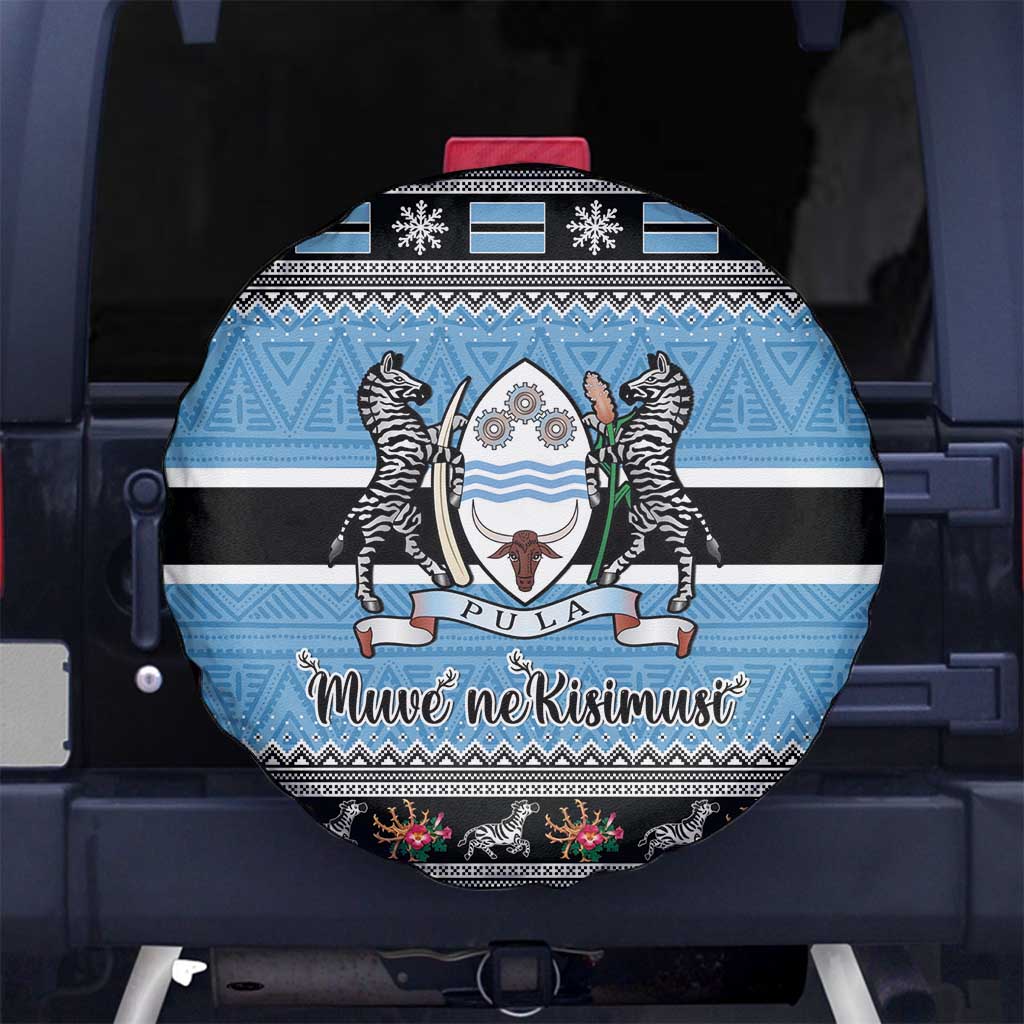 Botswana Christmas Spare Tire Cover Coat Of Arms Muve neKisimusi - Wonder Print Shop