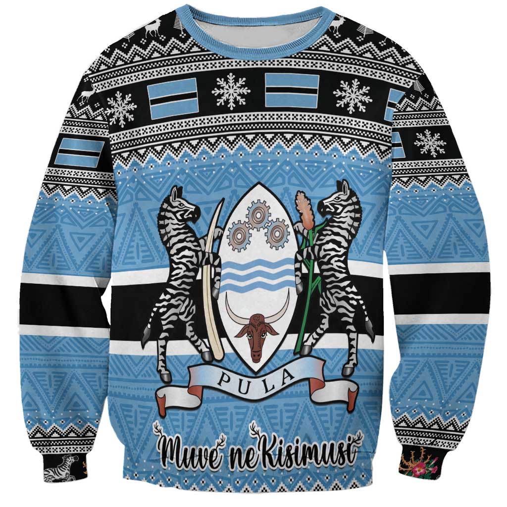 Botswana Christmas Sweatshirt Coat Of Arms Muve neKisimusi - Wonder Print Shop