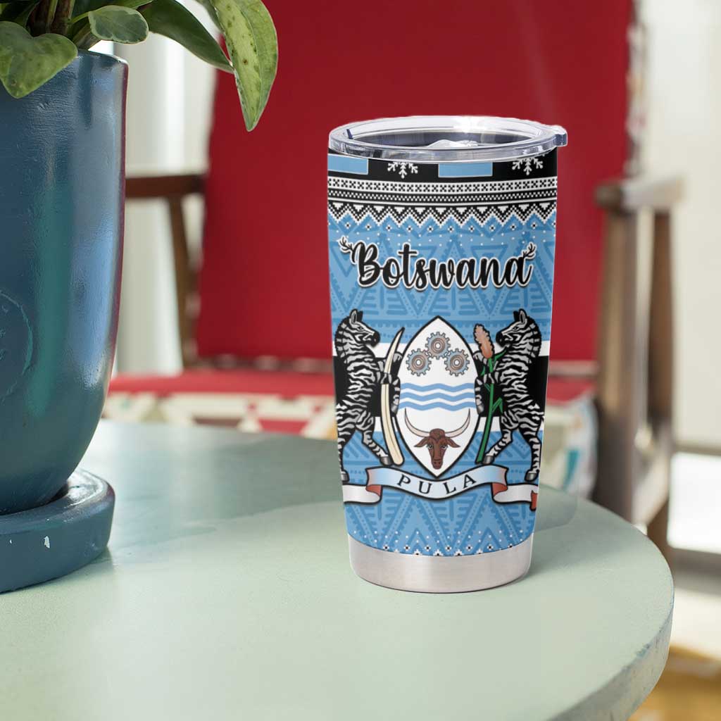 Botswana Christmas Tumbler Cup Coat Of Arms Muve neKisimusi - Wonder Print Shop