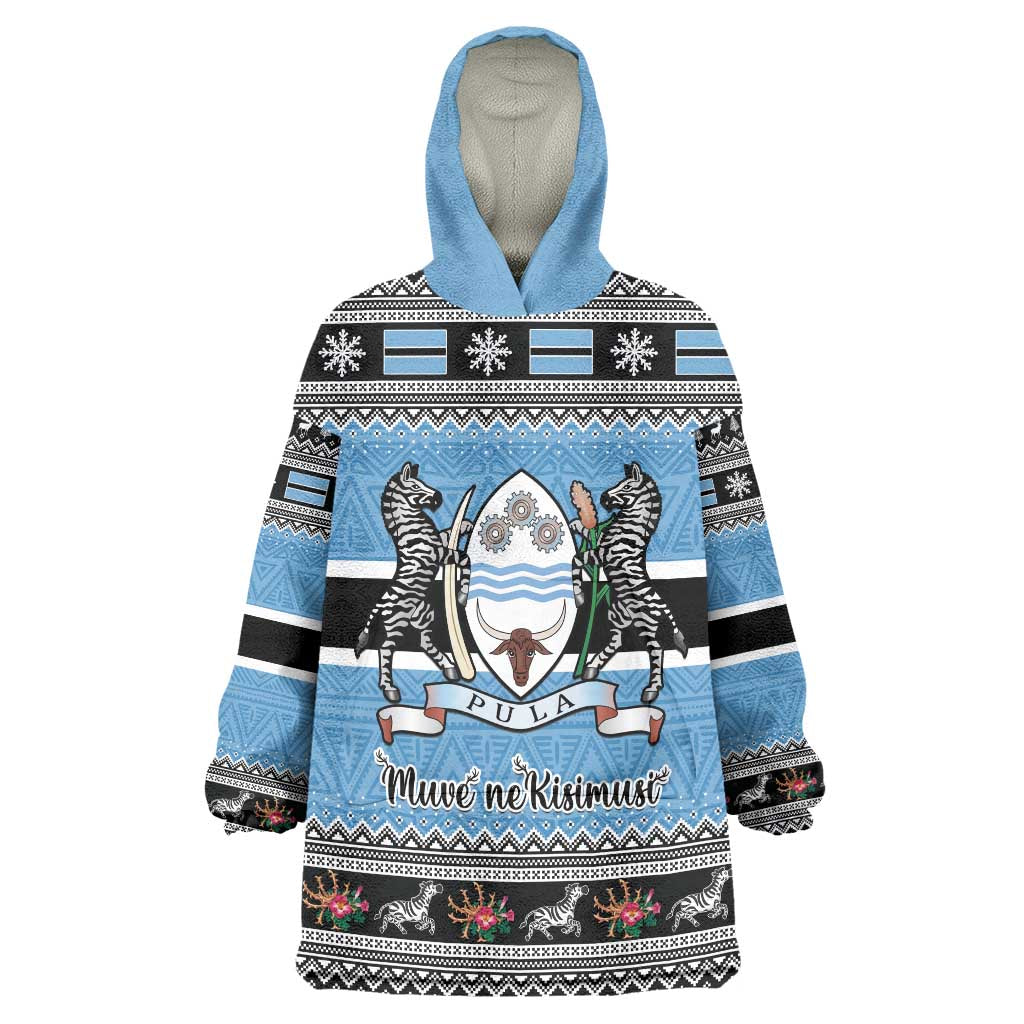 Botswana Christmas Wearable Blanket Hoodie Coat Of Arms Muve neKisimusi - Wonder Print Shop
