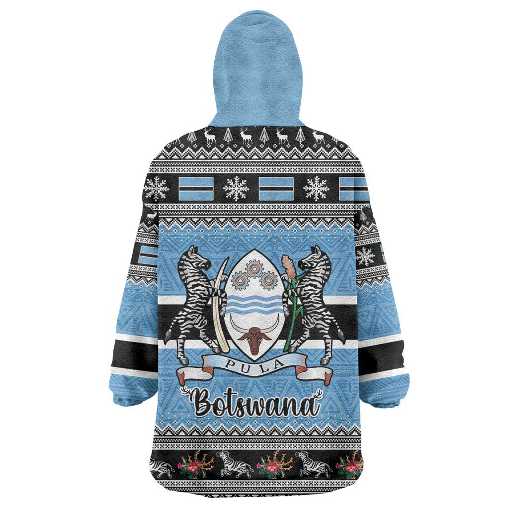 Botswana Christmas Wearable Blanket Hoodie Coat Of Arms Muve neKisimusi - Wonder Print Shop