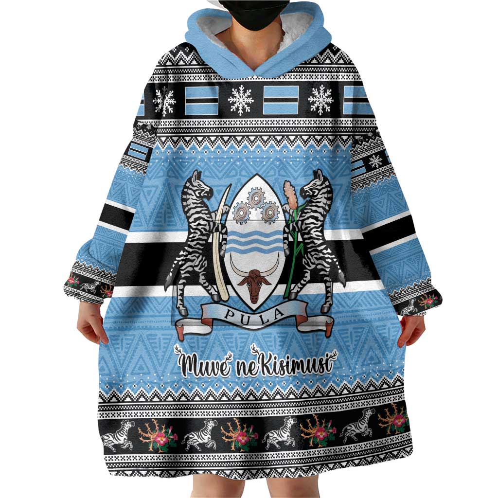 Botswana Christmas Wearable Blanket Hoodie Coat Of Arms Muve neKisimusi - Wonder Print Shop