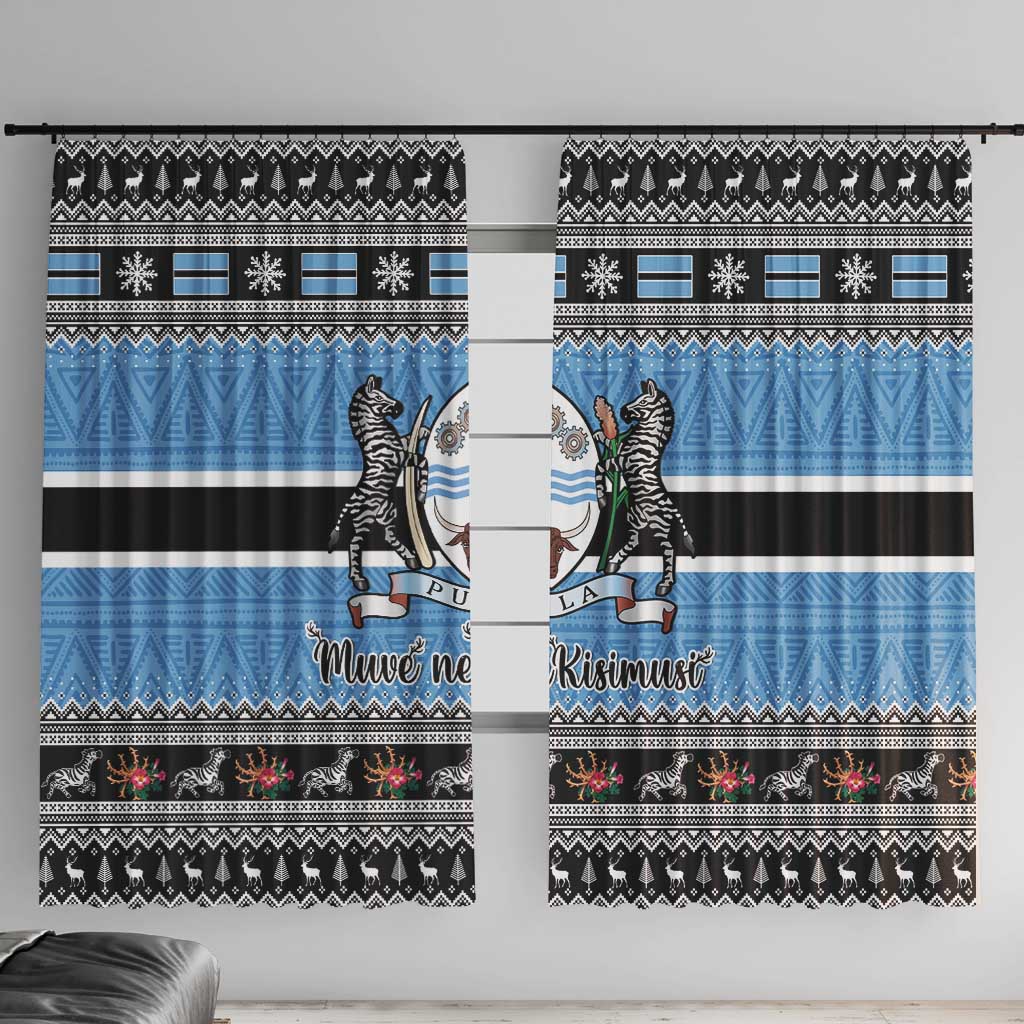 Botswana Christmas Window Curtain Coat Of Arms Muve neKisimusi - Wonder Print Shop